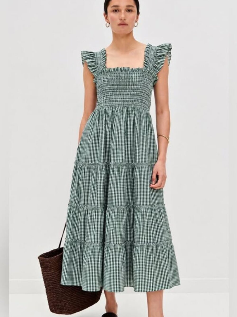 The Ellie Nap Dress - Emerald Gingham, Hill House, M